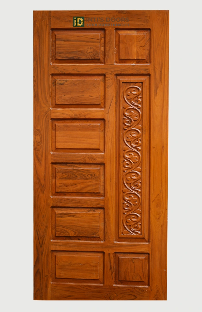 Bastar Teak Single Door with Carving and Premium Polish