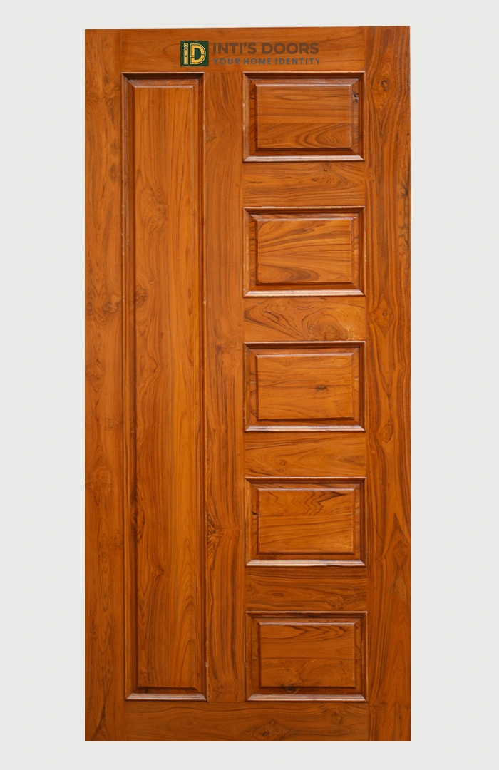 Bastar Teak Single Door with Classic Panel Design and Polish