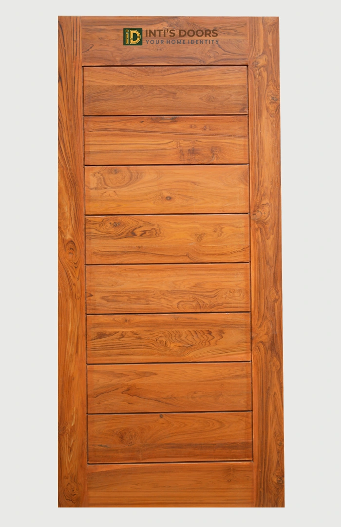 Bastar Teak Single Door with Horizontal Panel Design