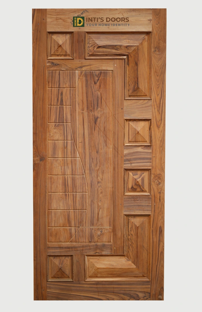 baster teak wood door-Geometric Panel Design